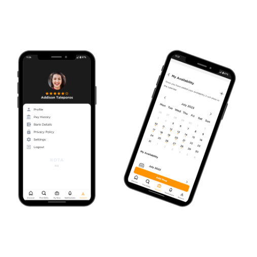 Screenshot of TTM's Candidate App showing rota management features