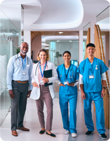 Doctor and group of nurses